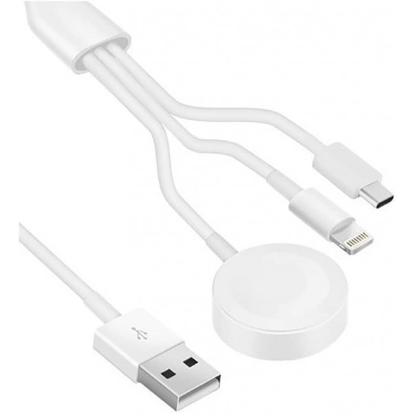 Cabo Carregador Universal 3 em 1 Para Dispositivos Apple, Smartphones Usb-c e outros Smartwatches